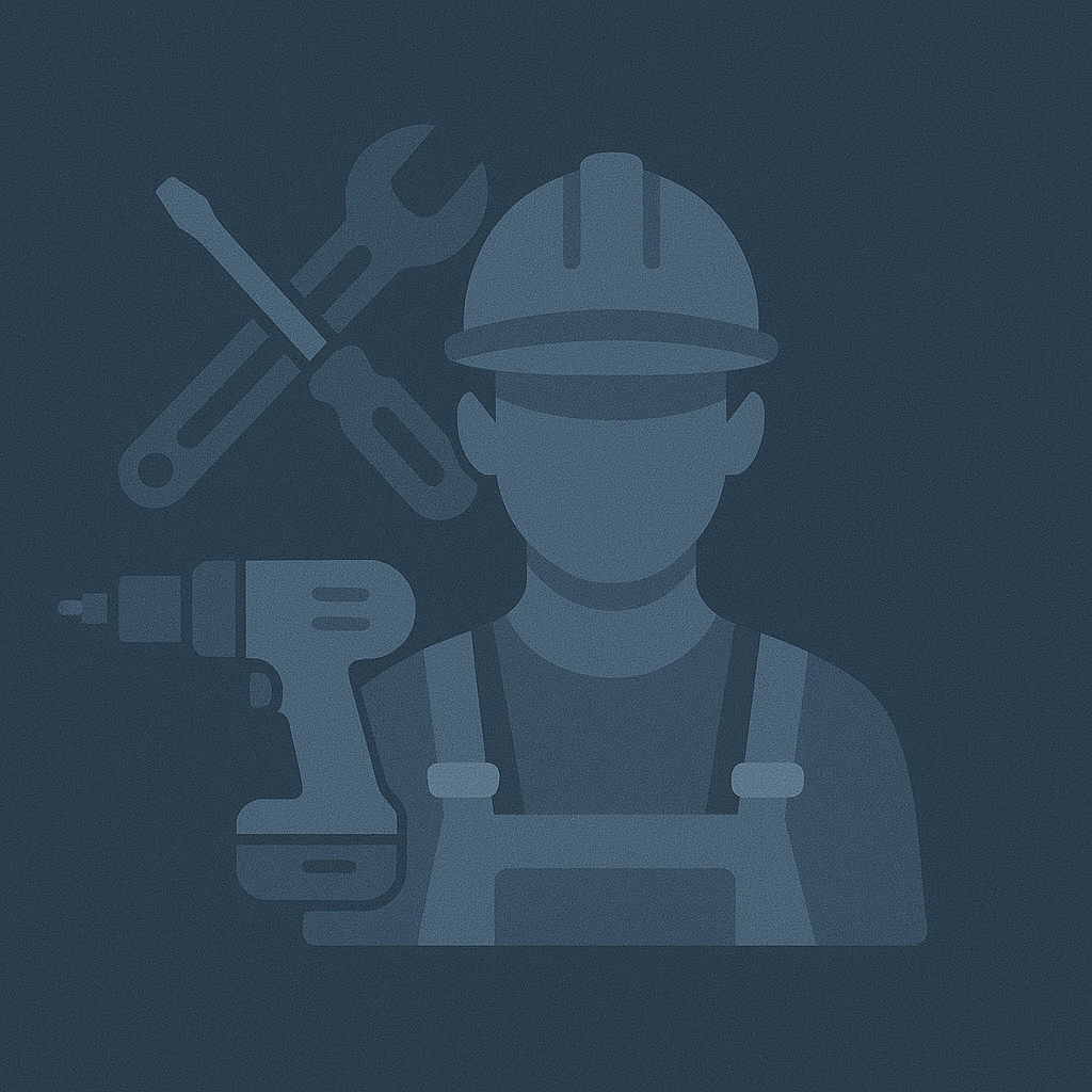 Ein Handwerker in Arbeitskleidung ist mit Werkzeugen abgebildet, symbolisch für effektive GPS Ortung und Fahrzeugortung.